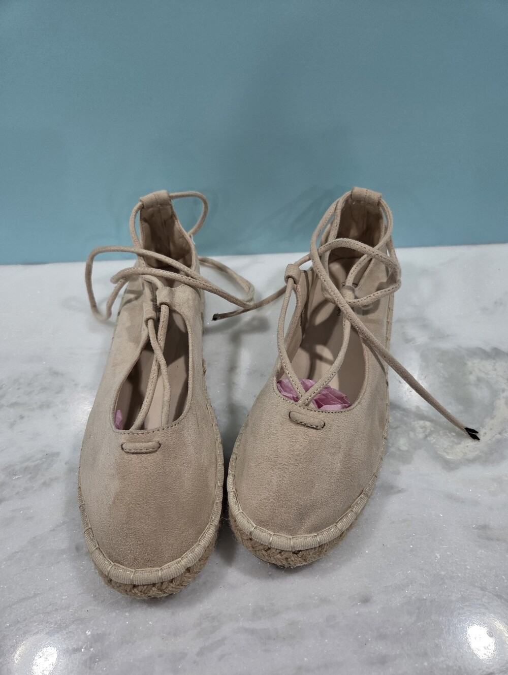 Catherine Malandrino Lace Up Faux Leather Espadrille Flats